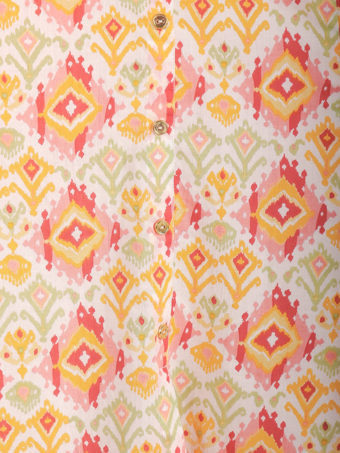 Soft Cotton Ikat A-line Peach Kurta