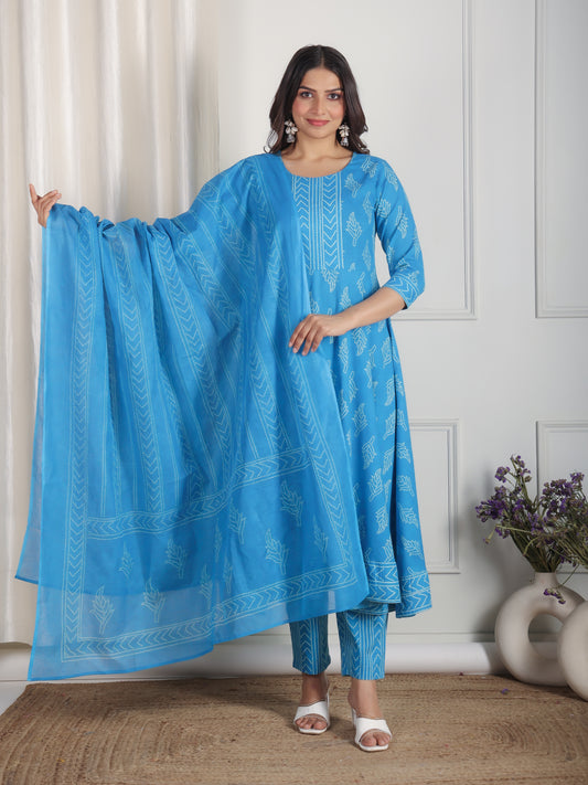 Cotton Voile Bandhani Blue Dupatta