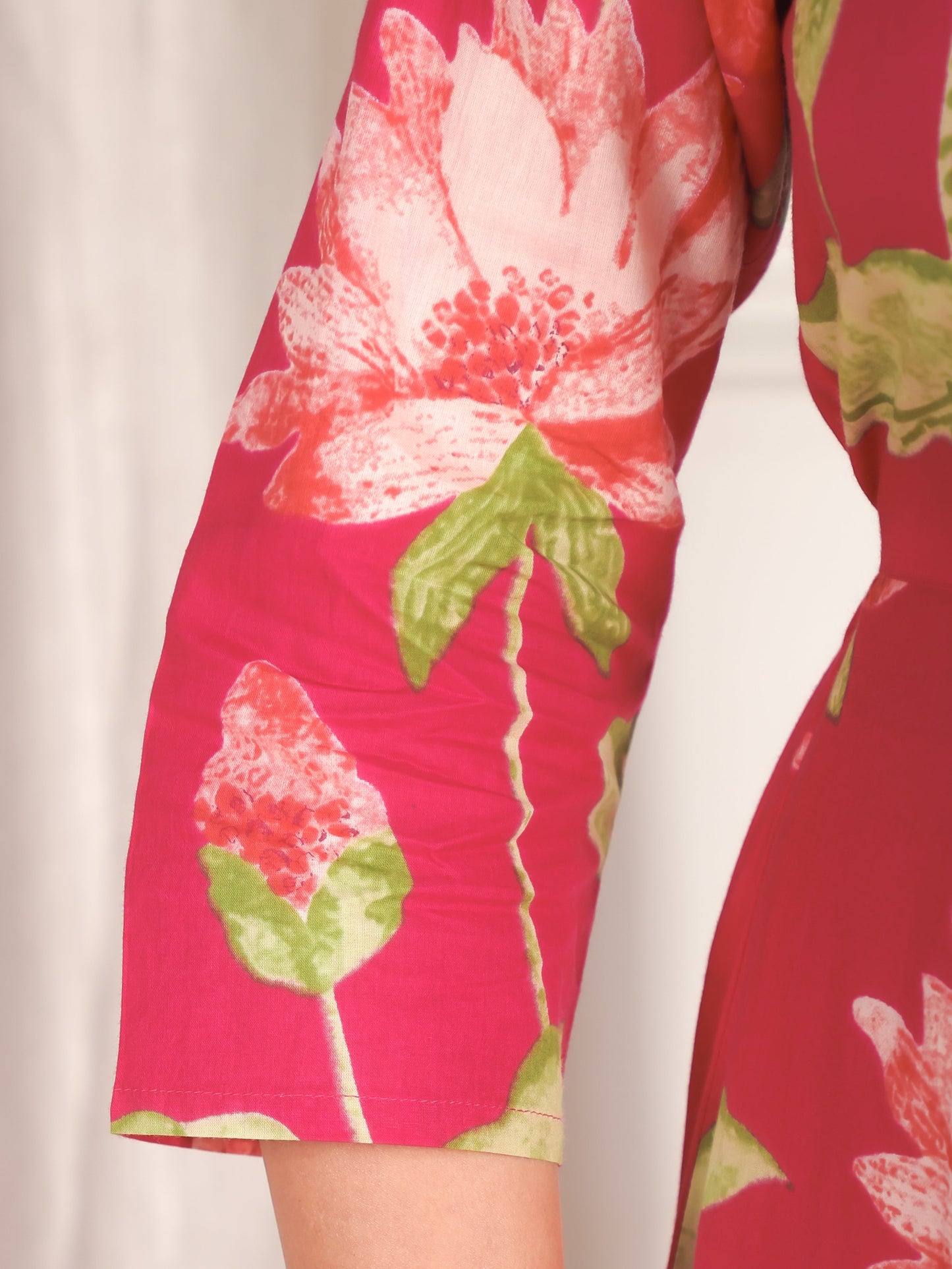 Embroidered Soft Cotton Floral Tiered Pink Dress