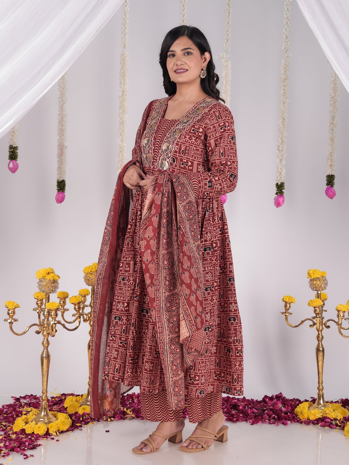 Cotton Voile Striped Red Dupatta