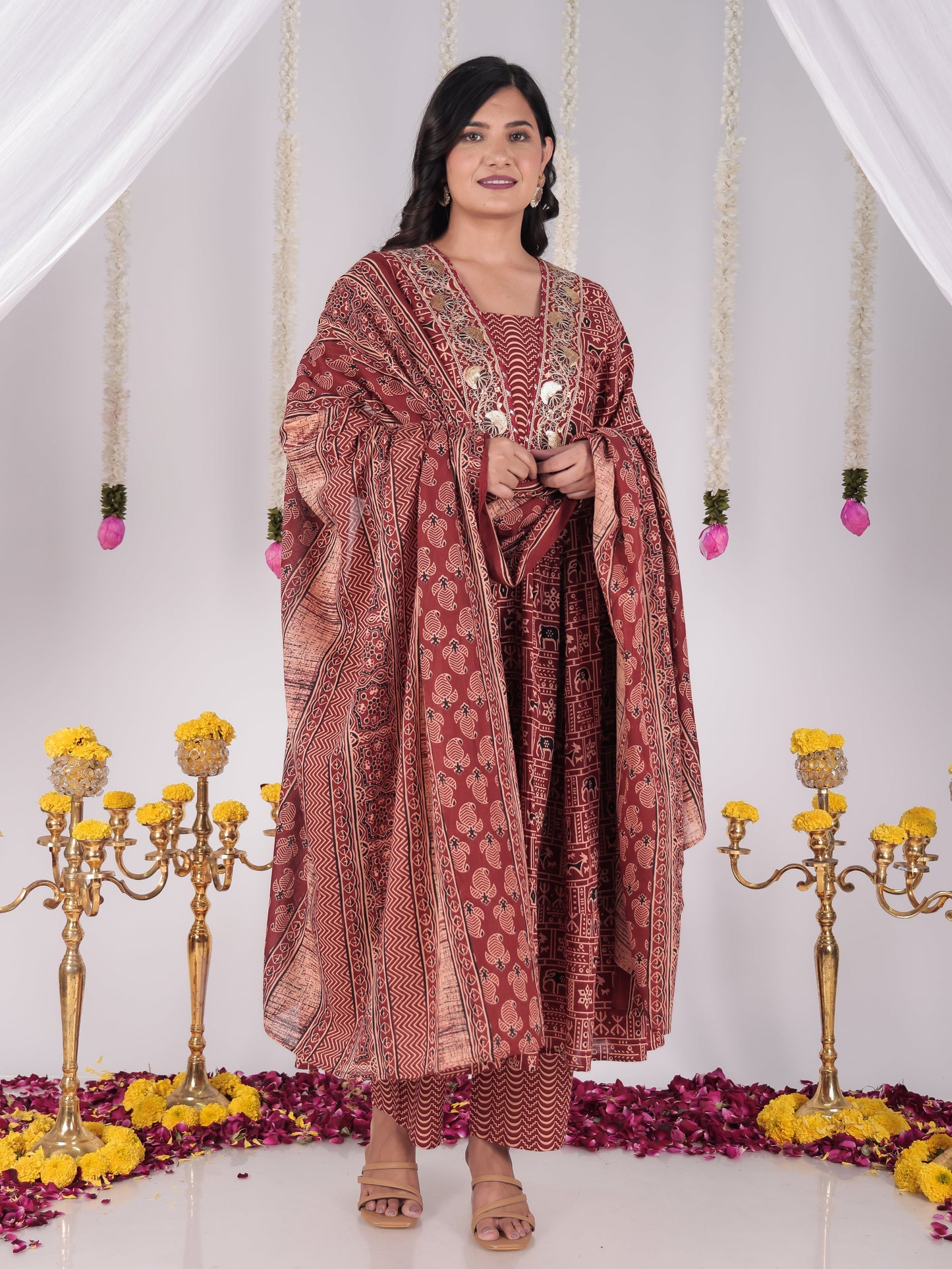 Cotton Voile Striped Red Dupatta