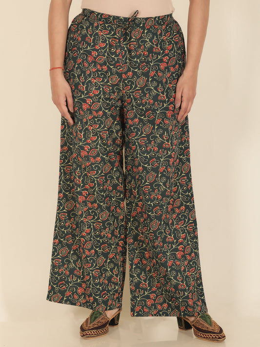 Soft Cotton Floral Green Palazzo