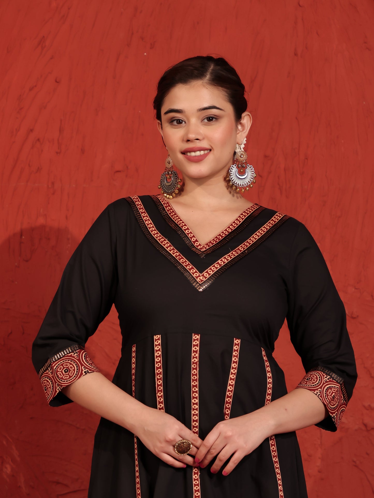 Soft Cotton Solid Anarkali Black Kurta
