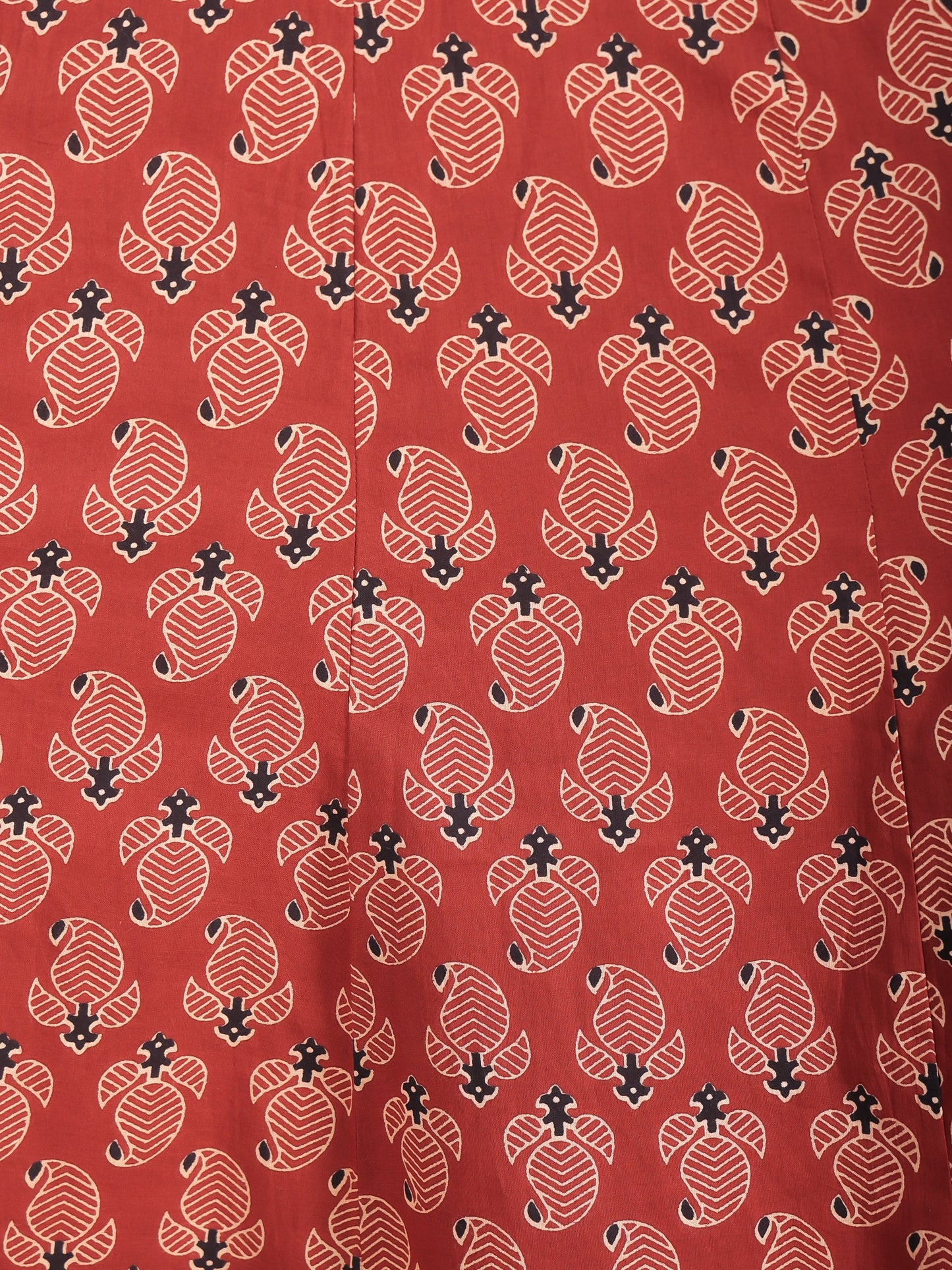 Soft Cotton Ajrakh Flared Red Kurta