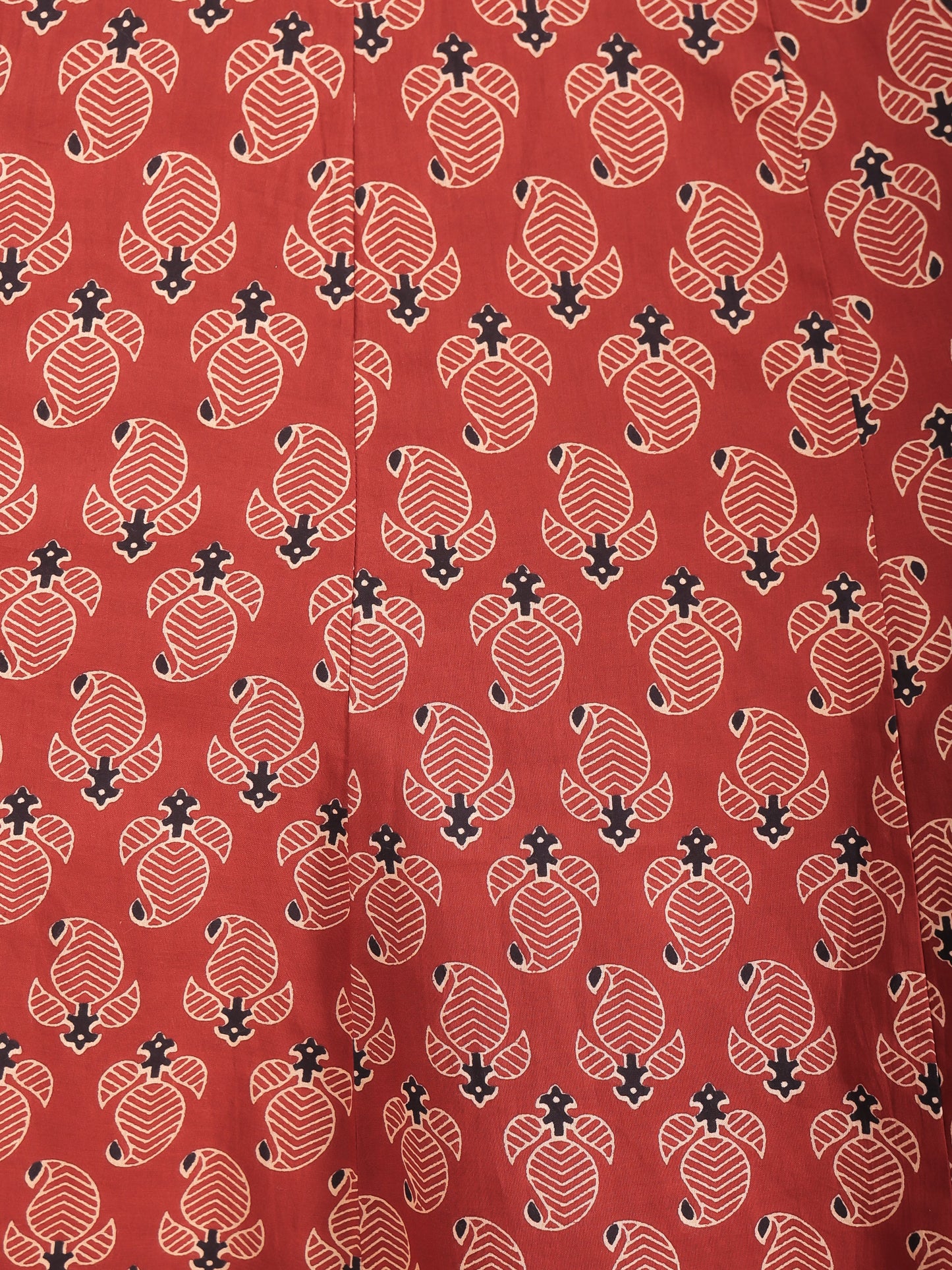 Soft Cotton Ajrakh Flared Red Kurta
