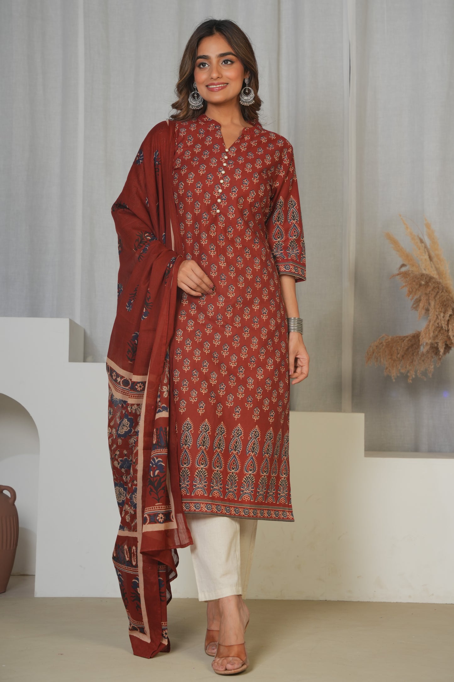 Cotton Voile Butta Red Dupatta
