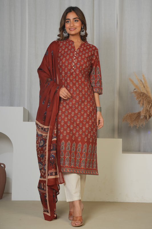 Cotton Voile Butta Red Dupatta