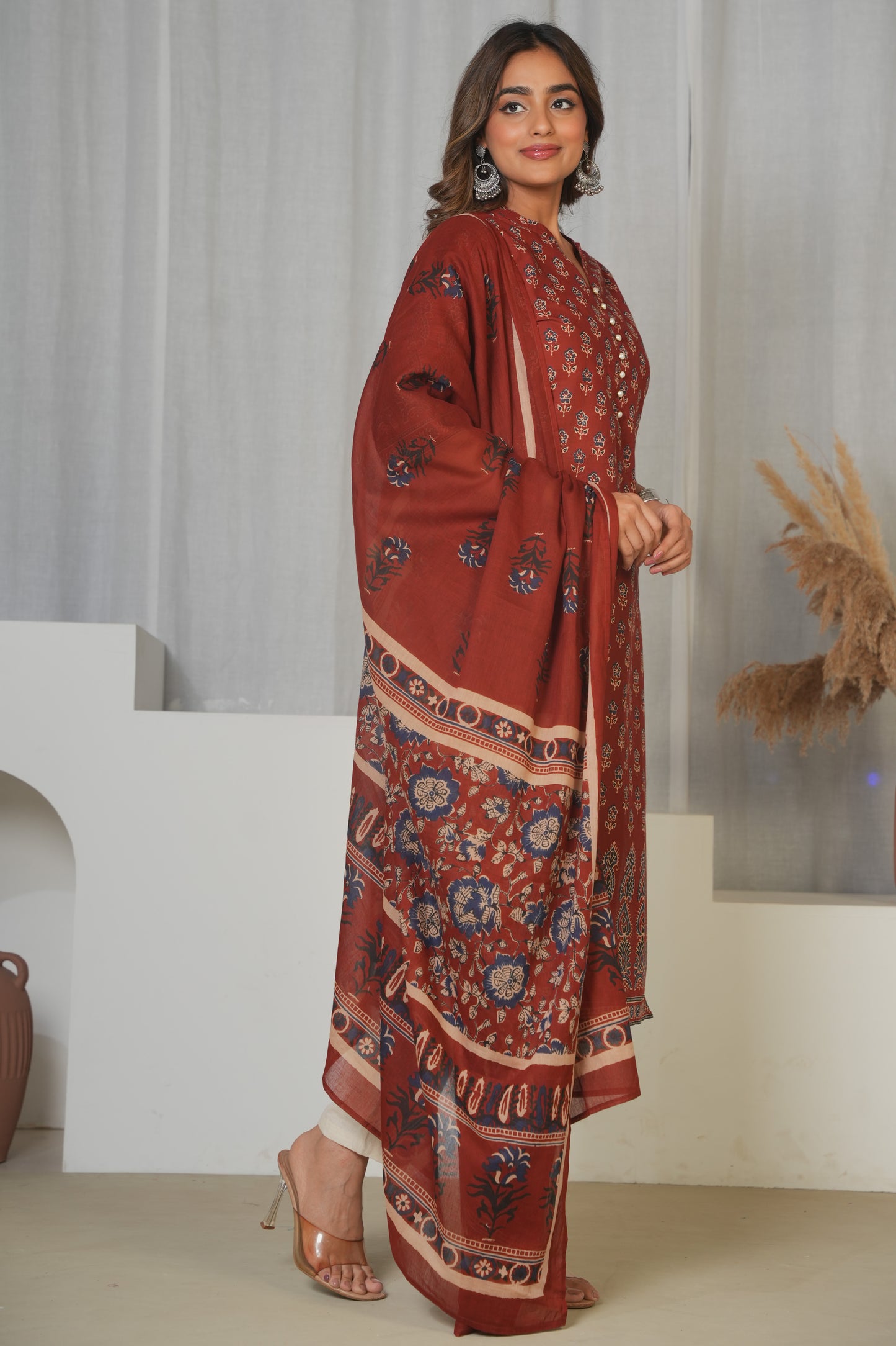 Cotton Voile Butta Red Dupatta