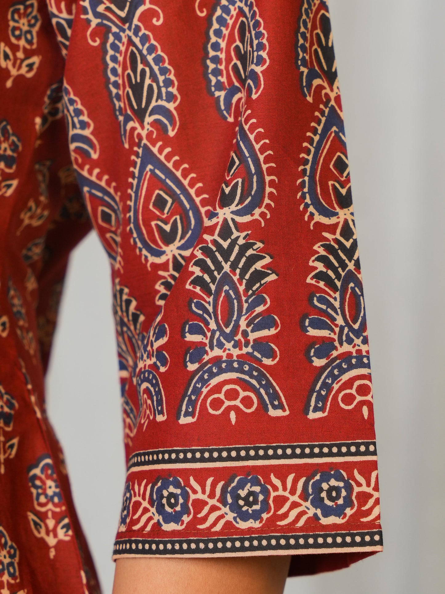 Soft Cotton Butti Straight Red Kurta