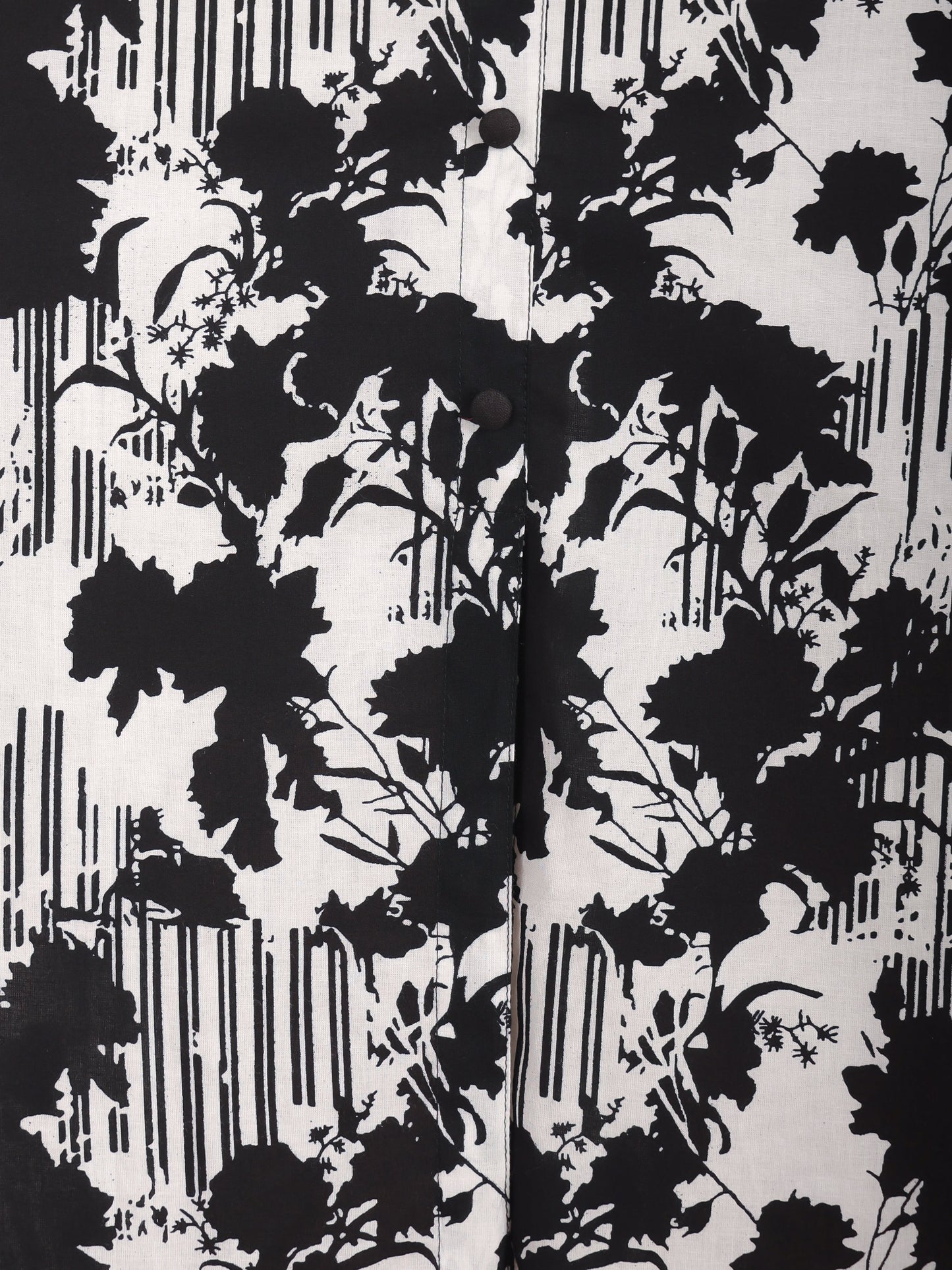 Soft Cotton Abstract Flared Black Dress