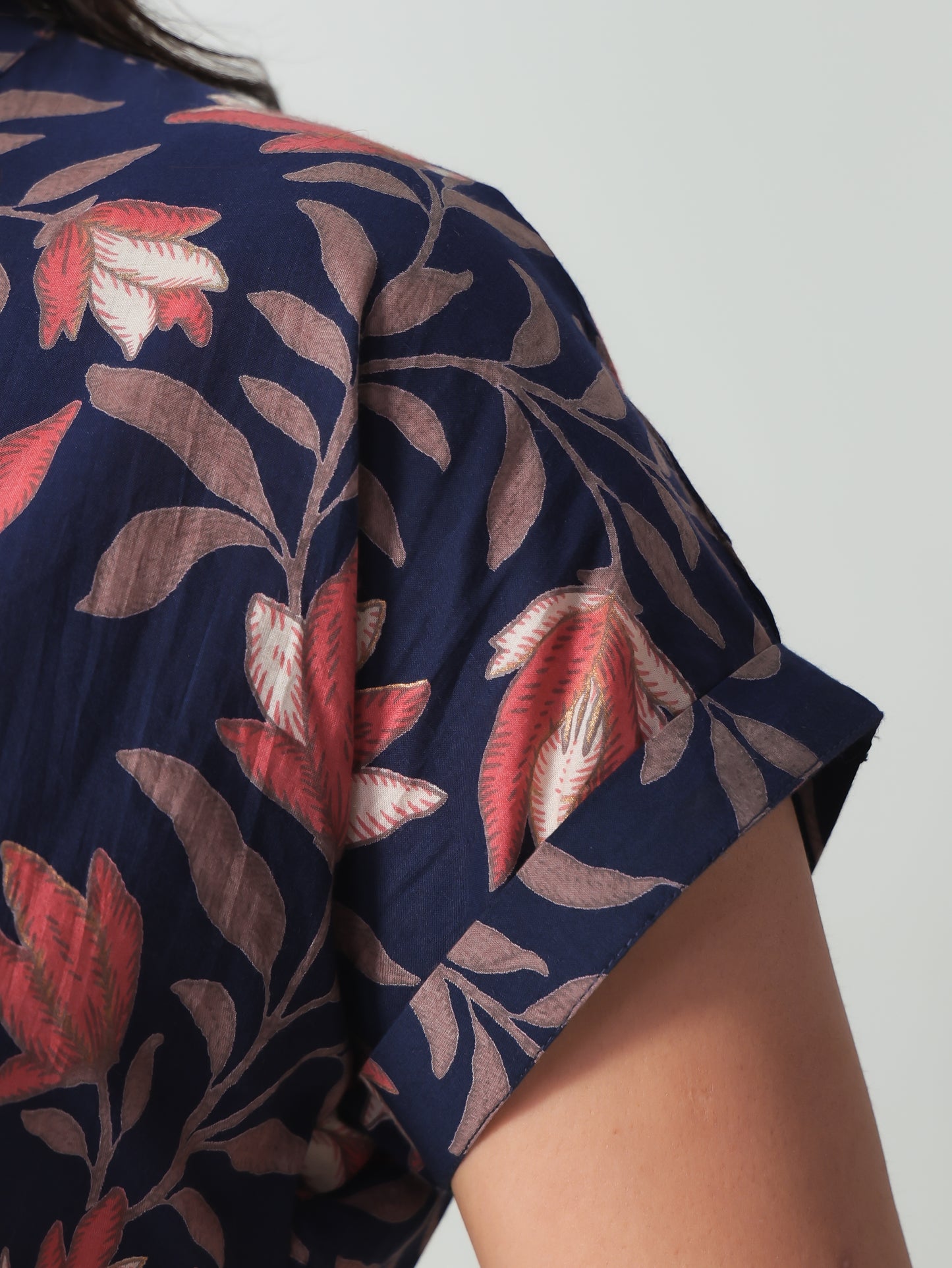 Soft Cotton Floral A-line Blue Dress