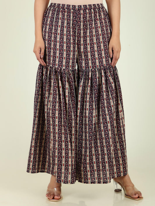 Soft Cotton Striped Blue Sharara