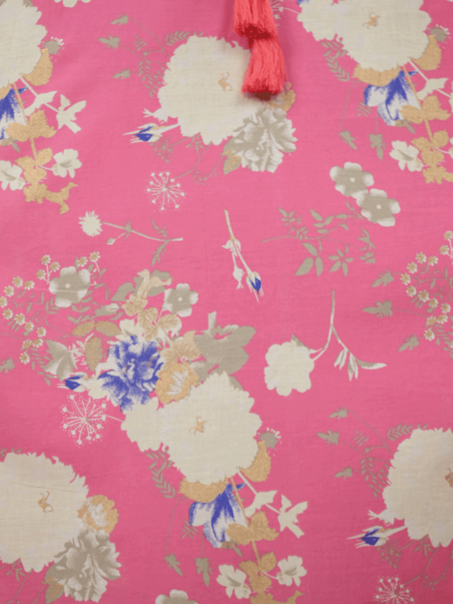 Linen Cotton Floral Anarkali Pink Dress