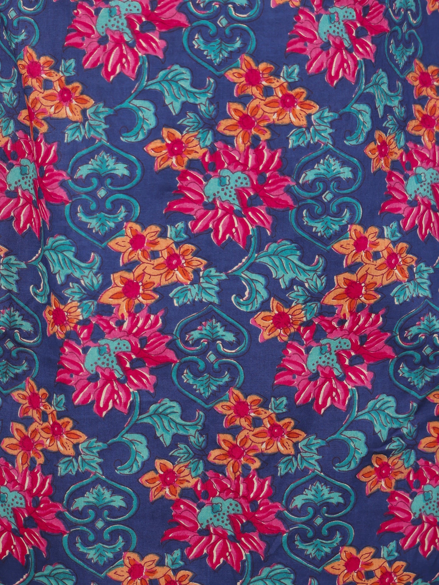 Soft Cotton Floral Straight Blue Kurta
