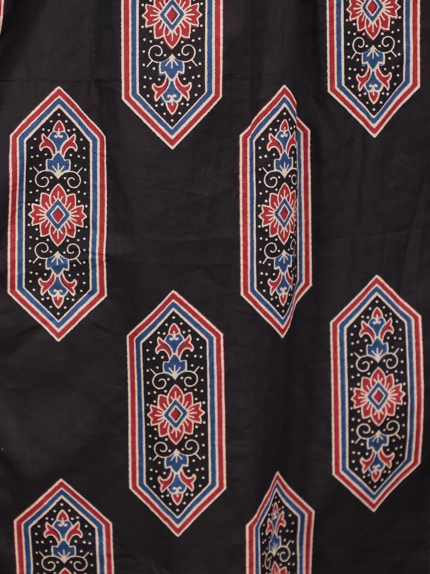 Soft Cotton Geometric Panelled Black Kurta