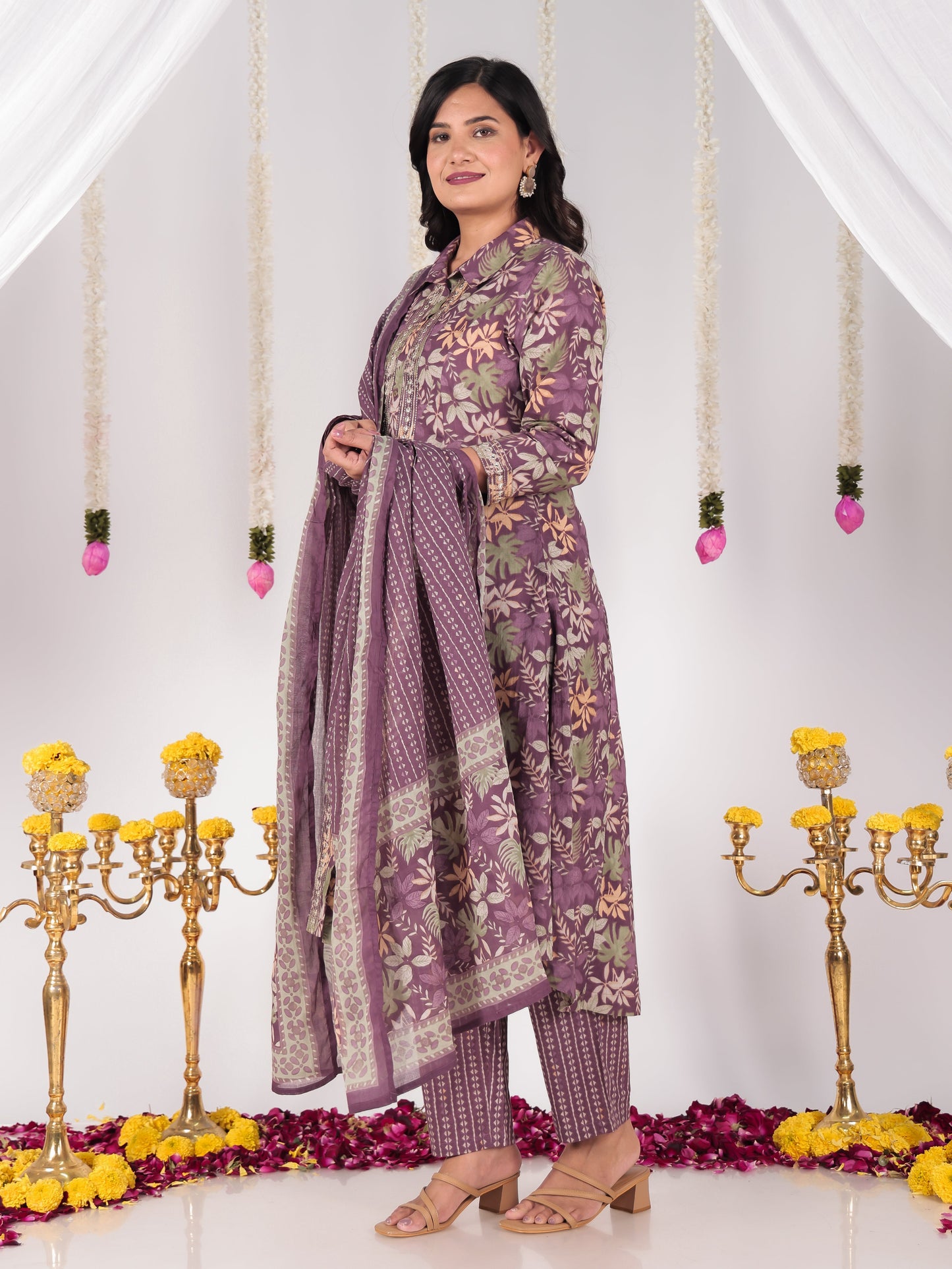Cotton Voile Striped Purple Dupatta