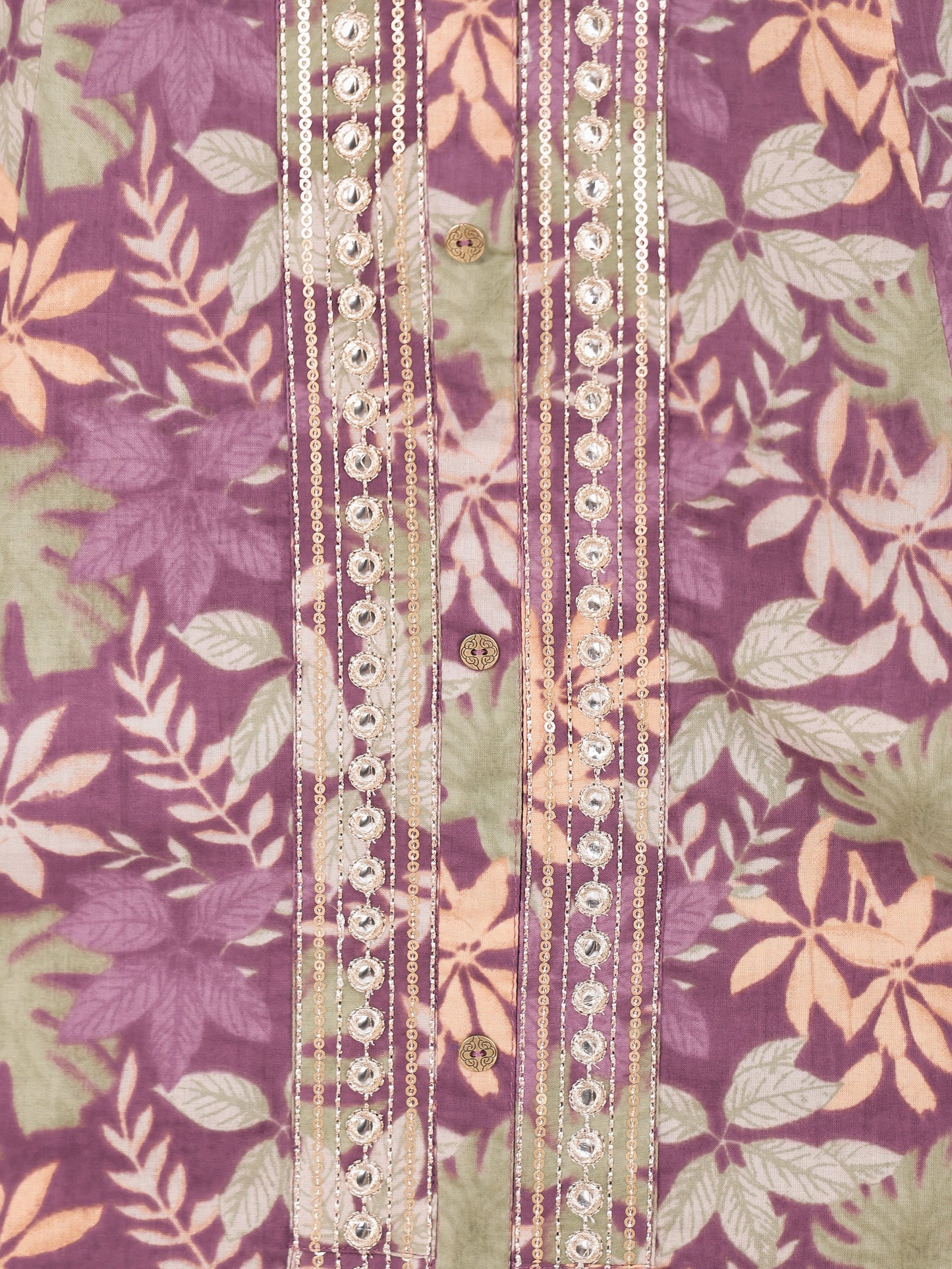 Embroidered Soft Cotton Floral High Low Purple Kurta