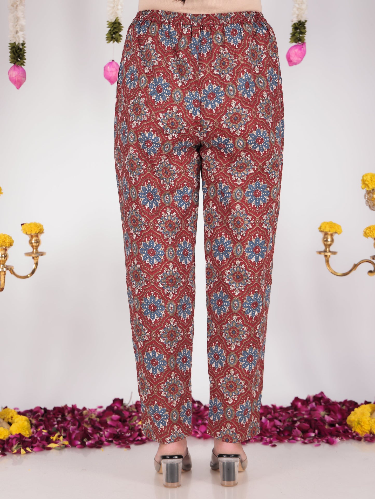Soft Cotton Floral Straight Red Kurta