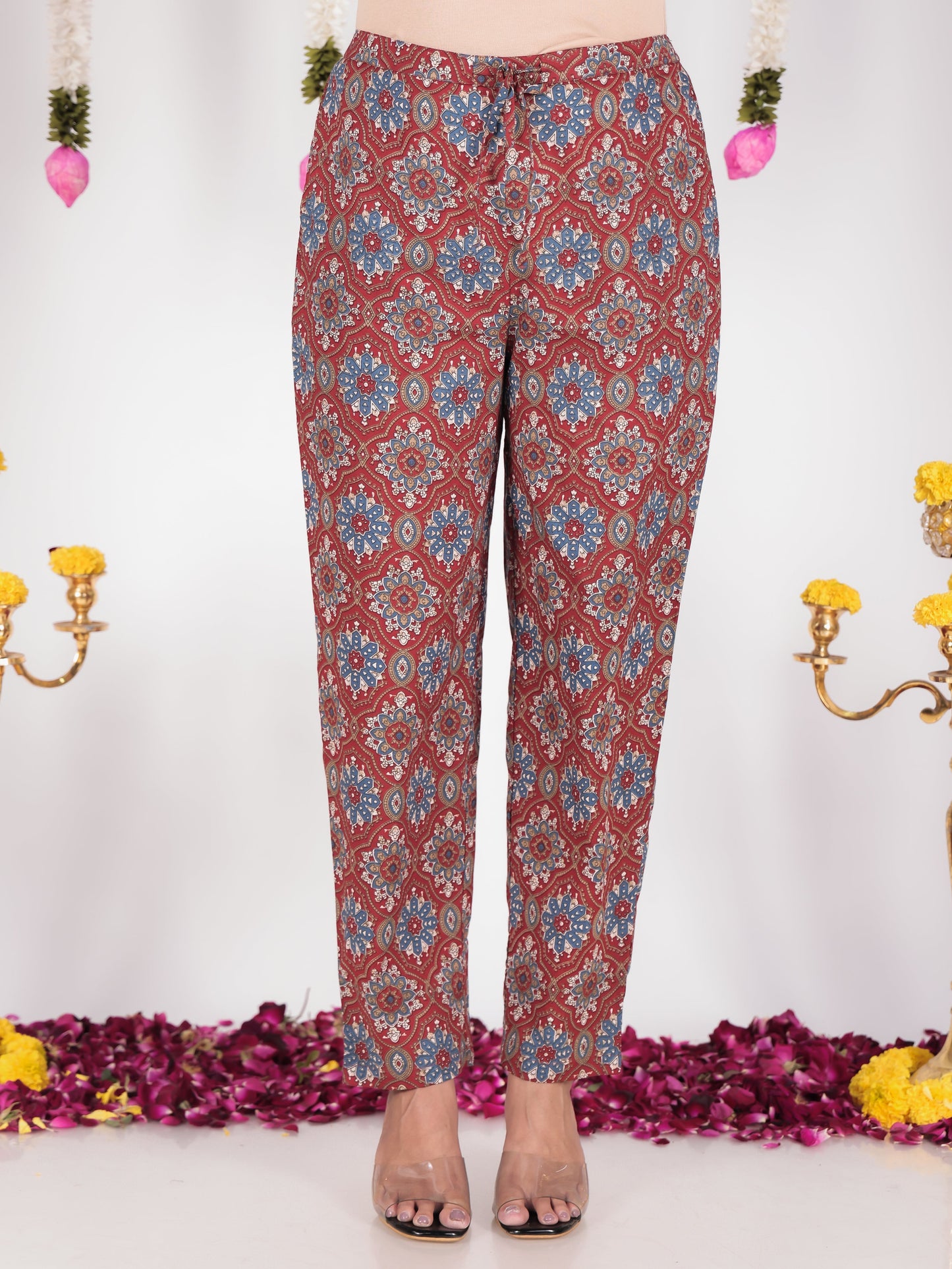 Soft Cotton Floral Straight Red Kurta