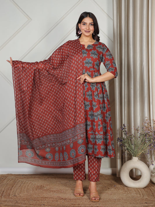 Cotton Voile Butti Red Dupatta