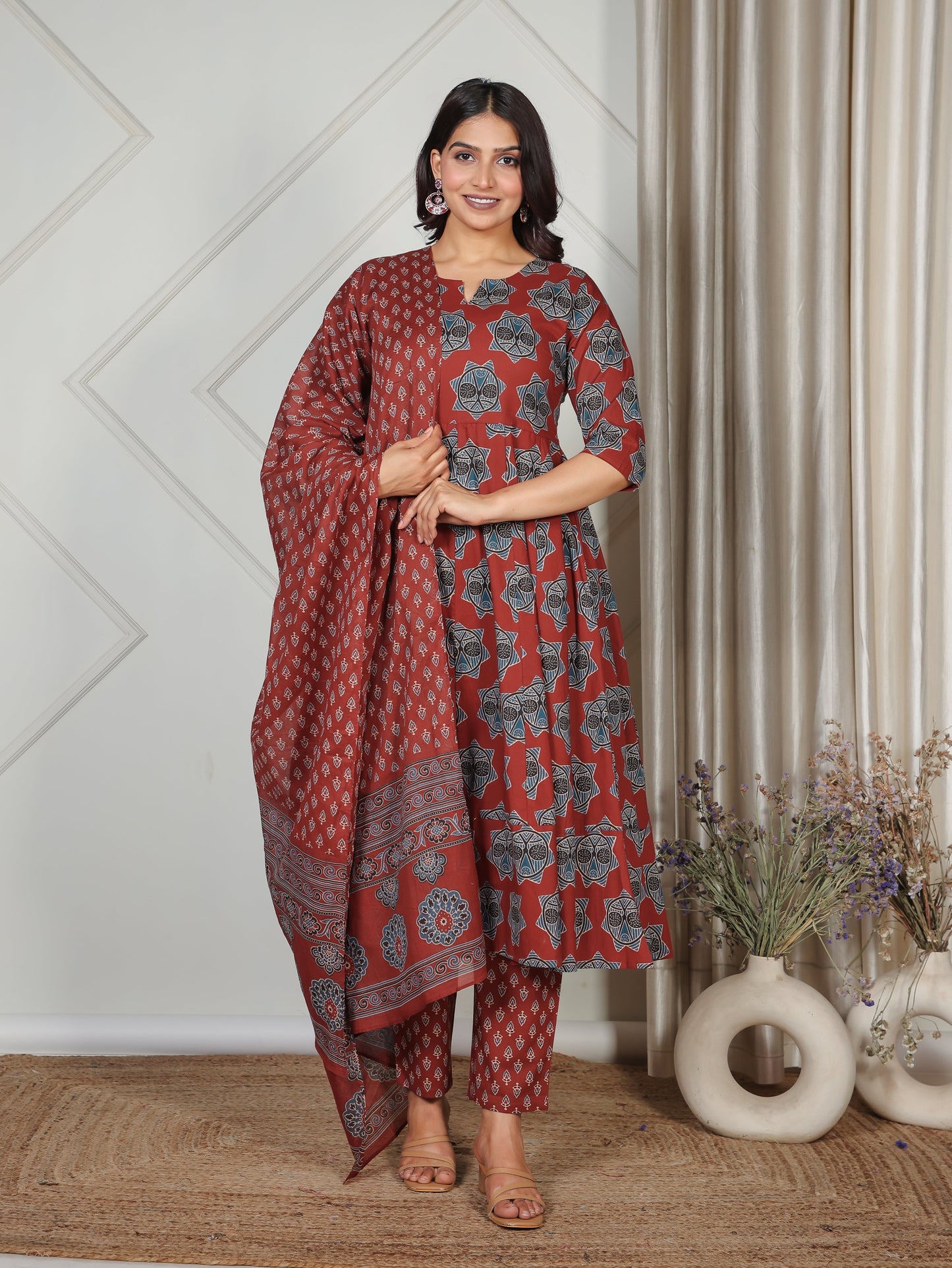 Cotton Voile Butti Red Dupatta