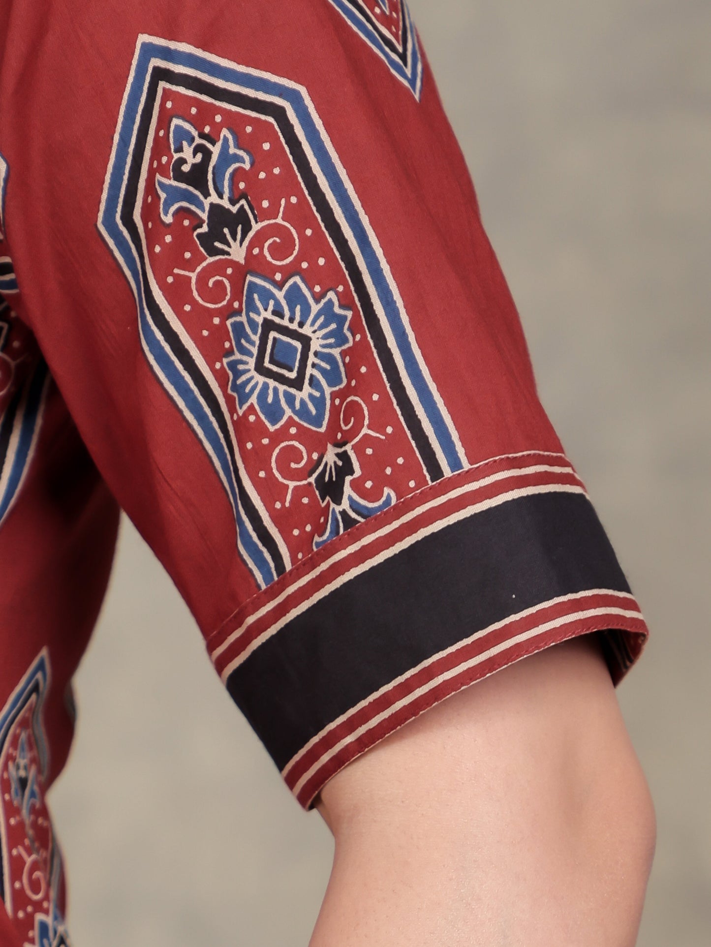 Soft Cotton Ajrakh High Low Red Kurta
