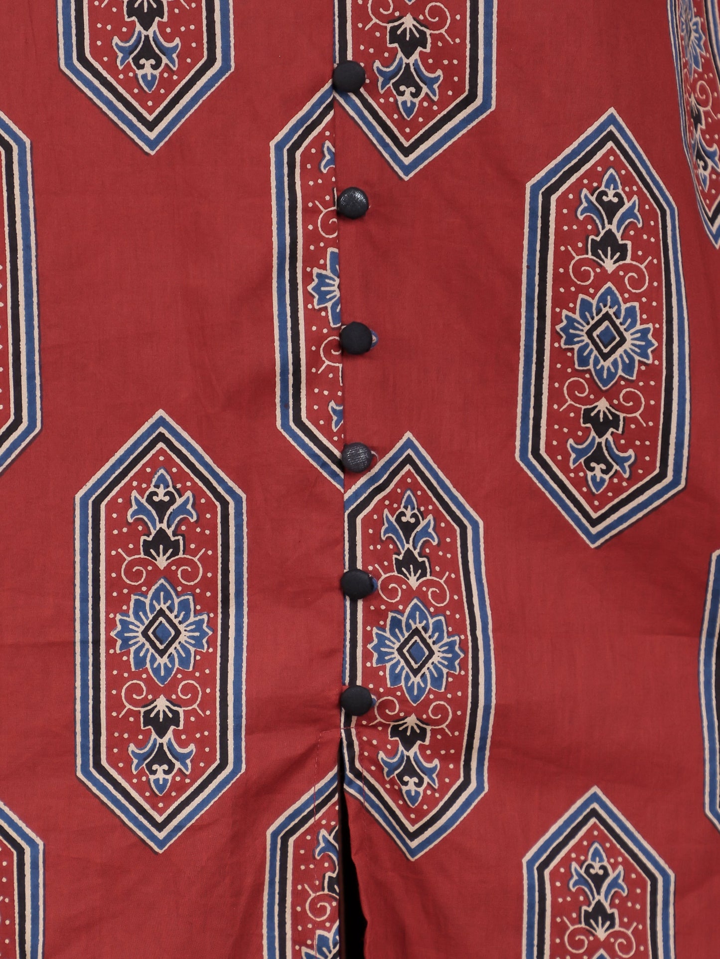 Soft Cotton Ajrakh High Low Red Kurta