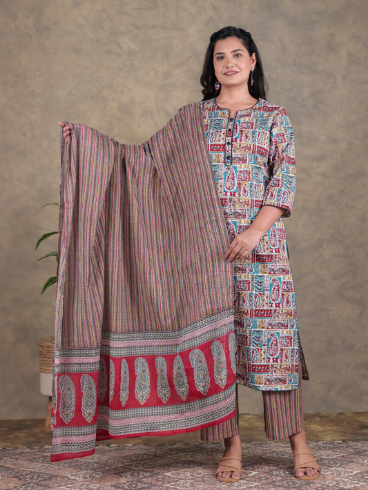 Cotton Voile Floral Multicolor Dupatta
