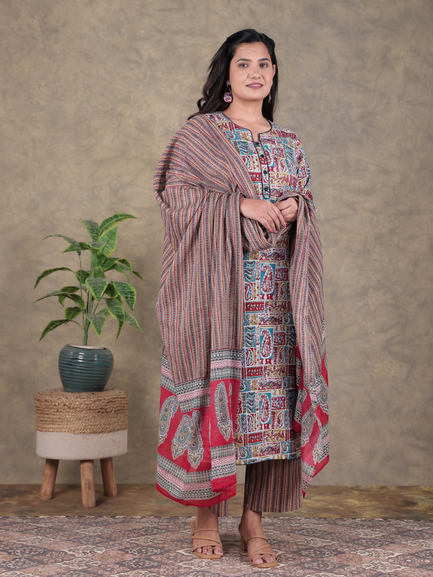Cotton Voile Floral Multicolor Dupatta