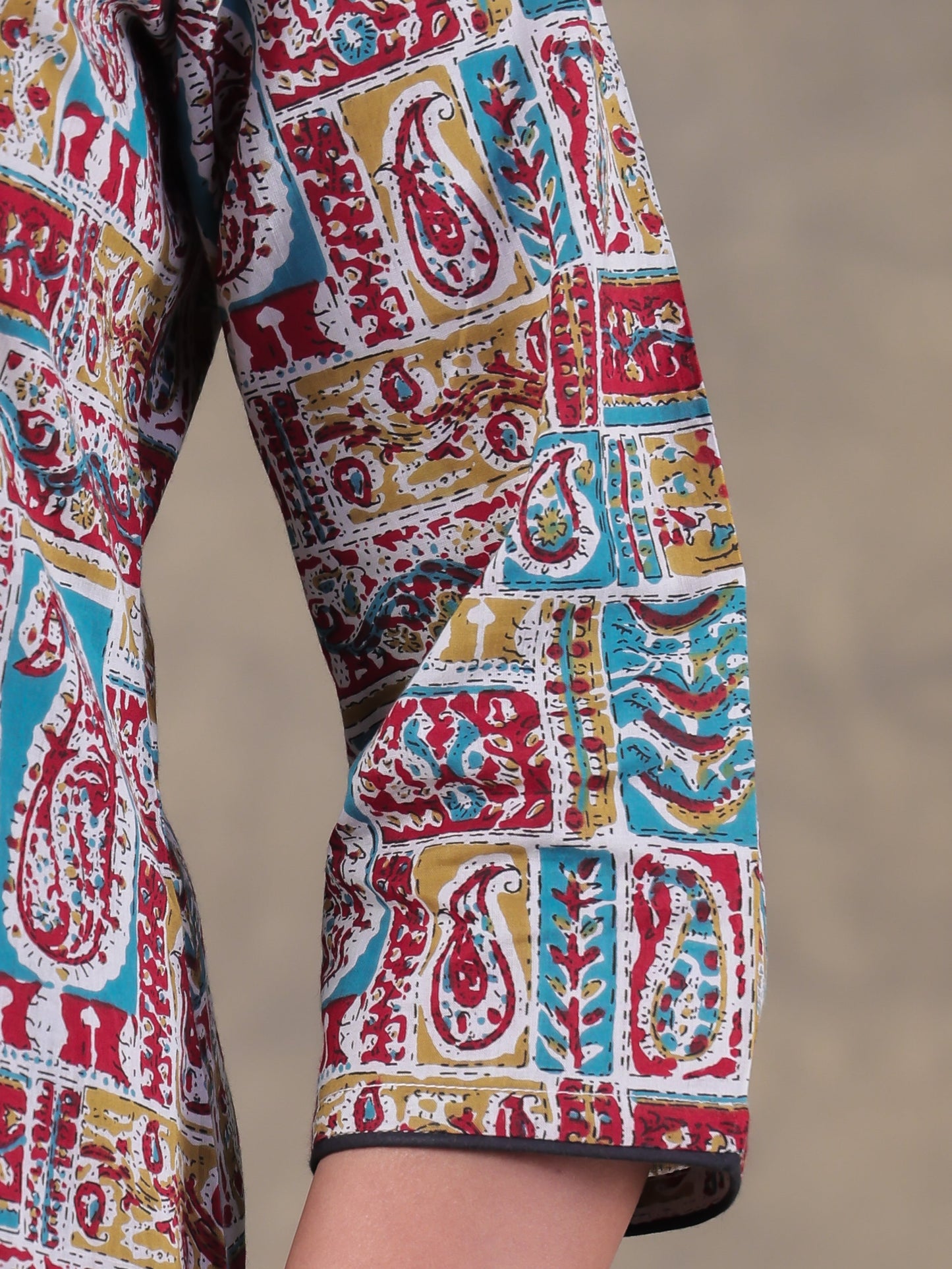 Soft Cotton Patchwork Straight Multicolor Kurta