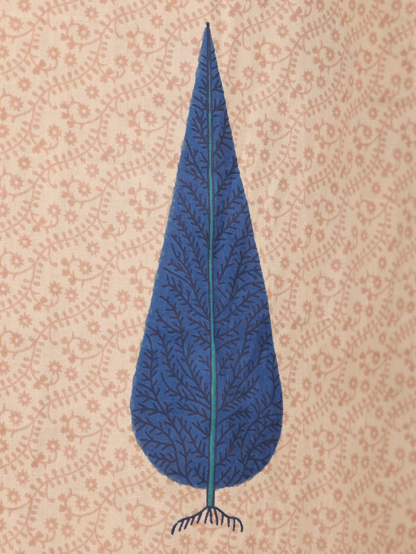 Soft Cotton Foliage Straight Beige Kurta