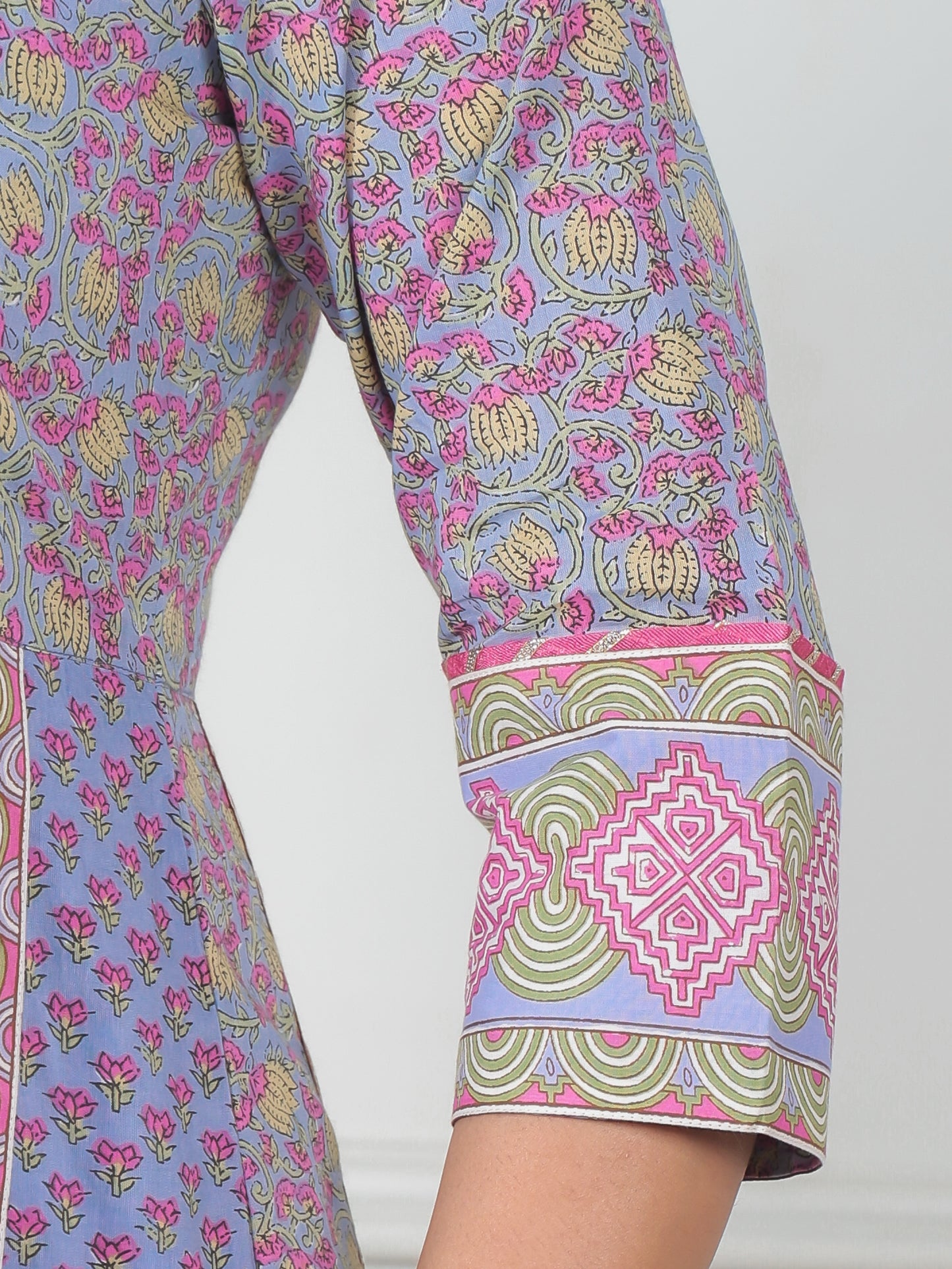 Soft Cotton Geometric Anarkali Violet Kurta