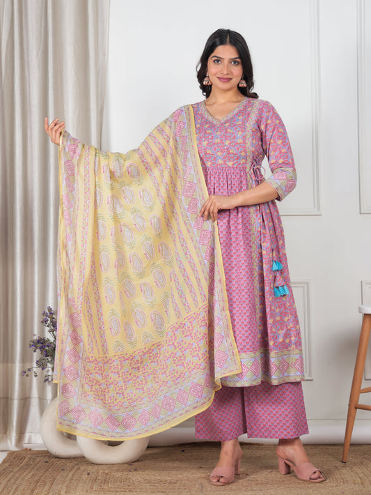 Cotton Voile Geometric Yellow Dupatta