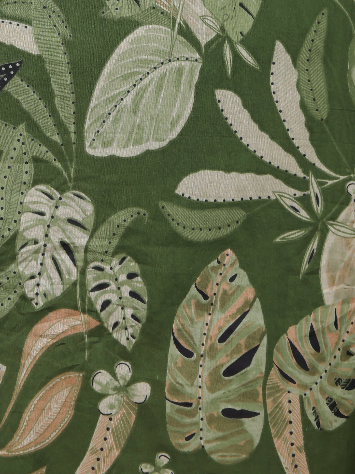 Soft Cotton Floral A-line Green Dress