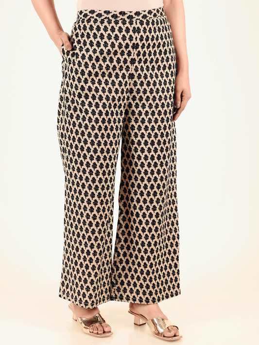 Soft Cotton Floral Beige Palazzo