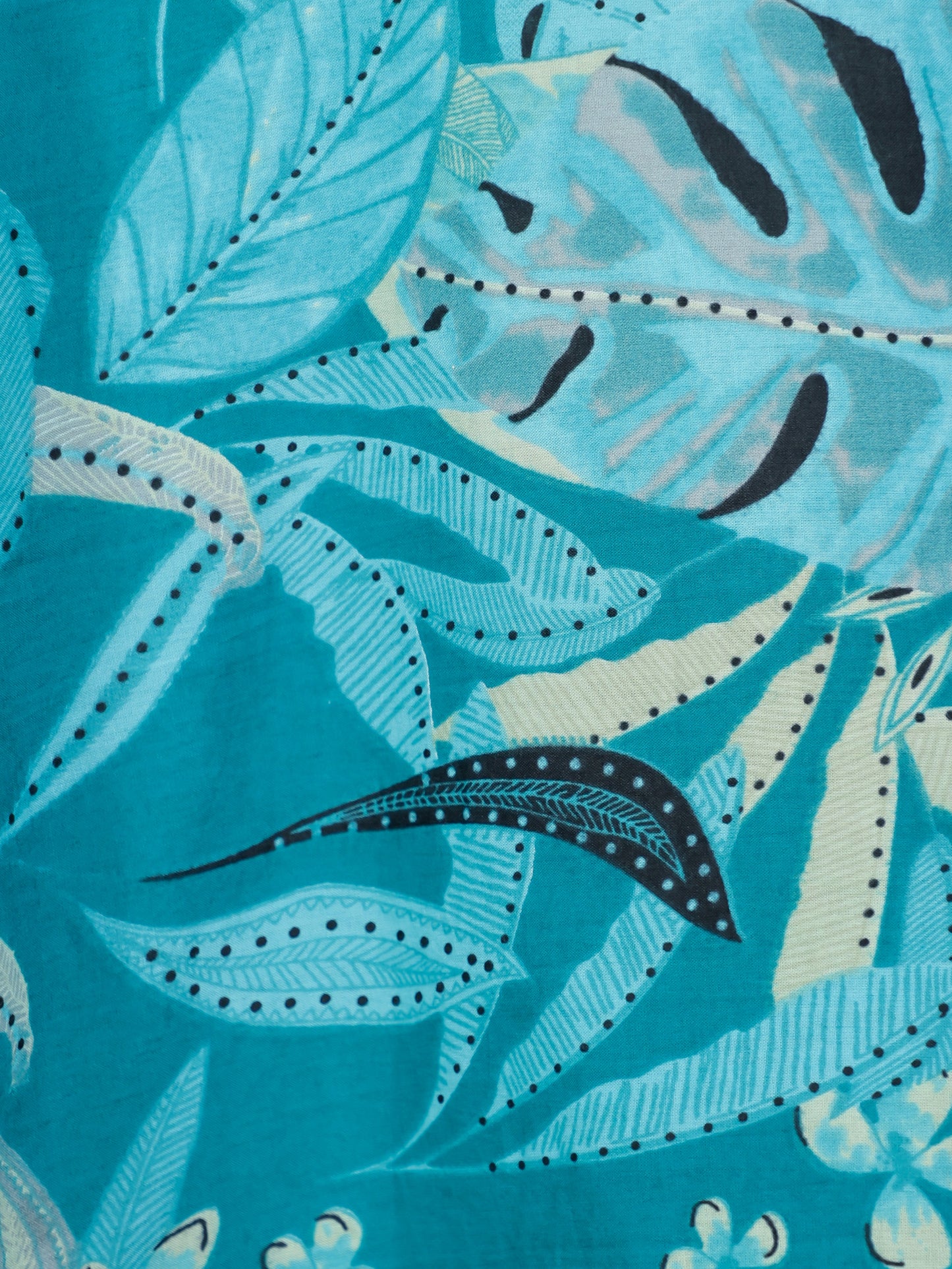 Soft Cotton Foliage Anarkali Teal Dress
