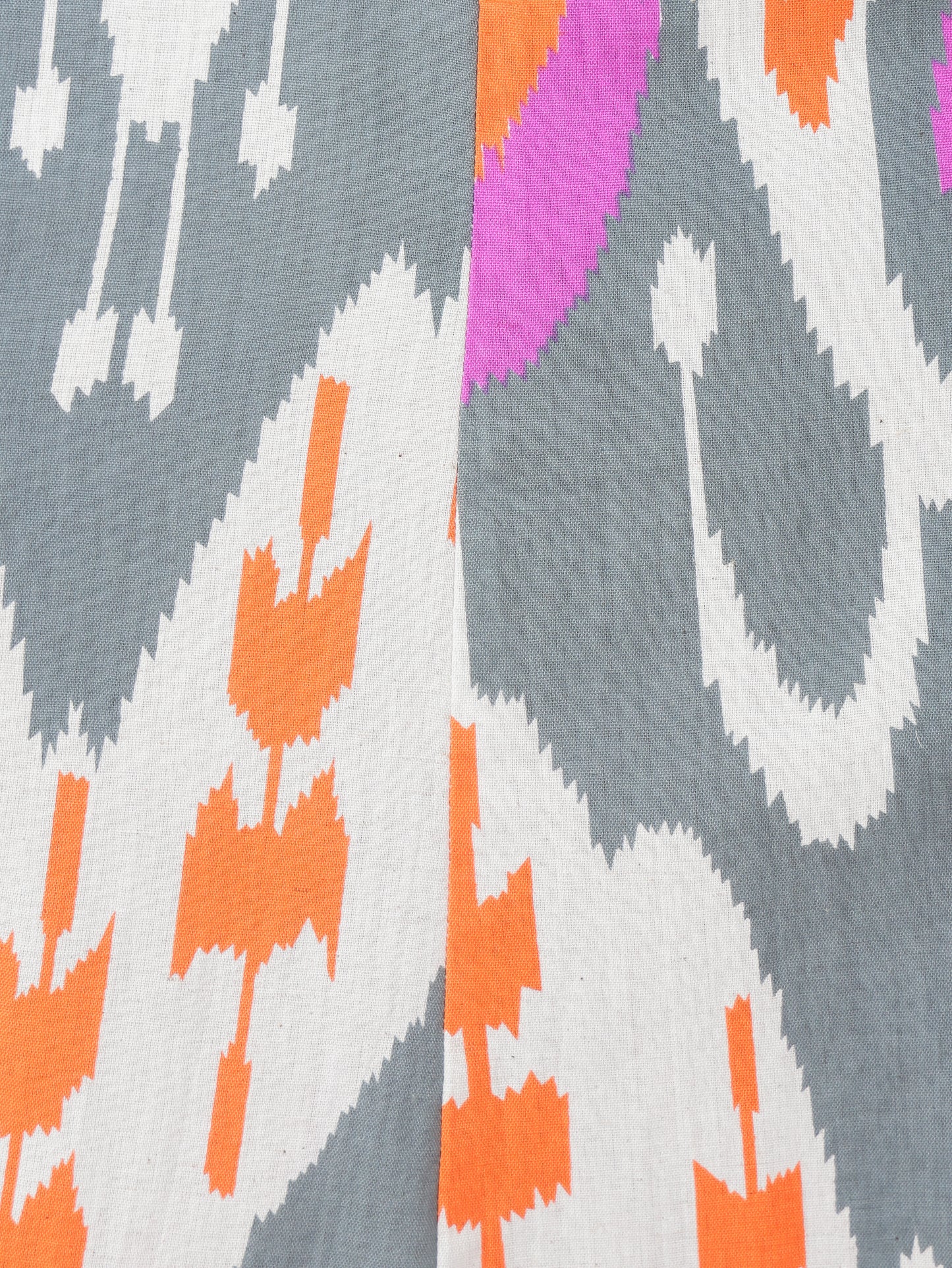 Linen Cotton Ikat Flared Off White Dress