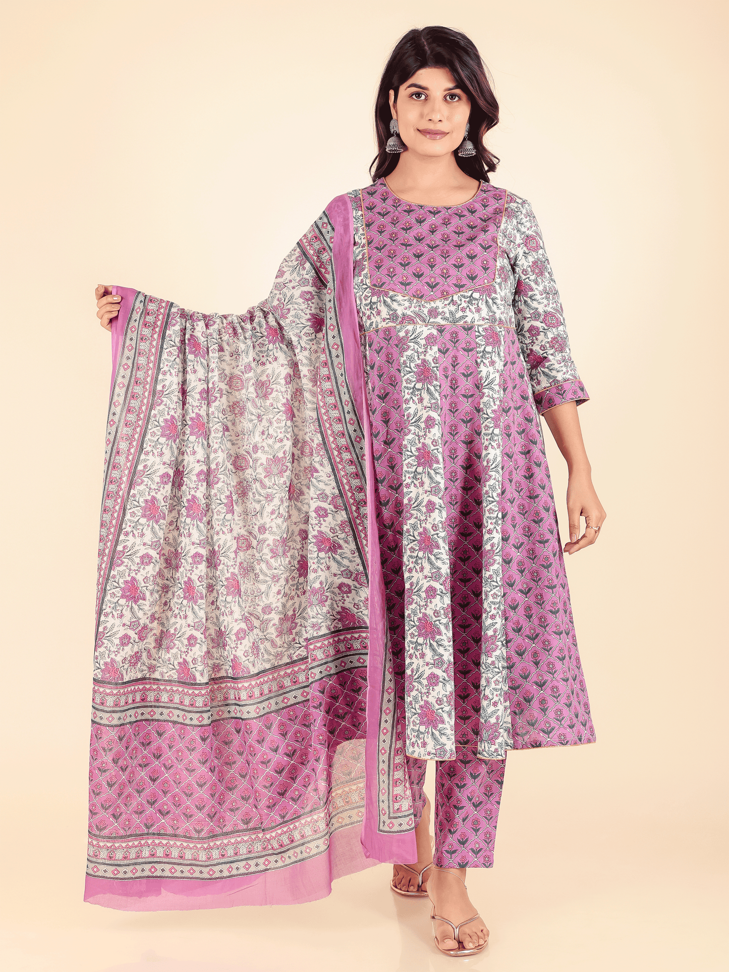 Cotton Voile Floral White Dupatta