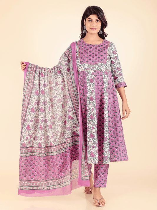 Cotton Voile Floral White Dupatta