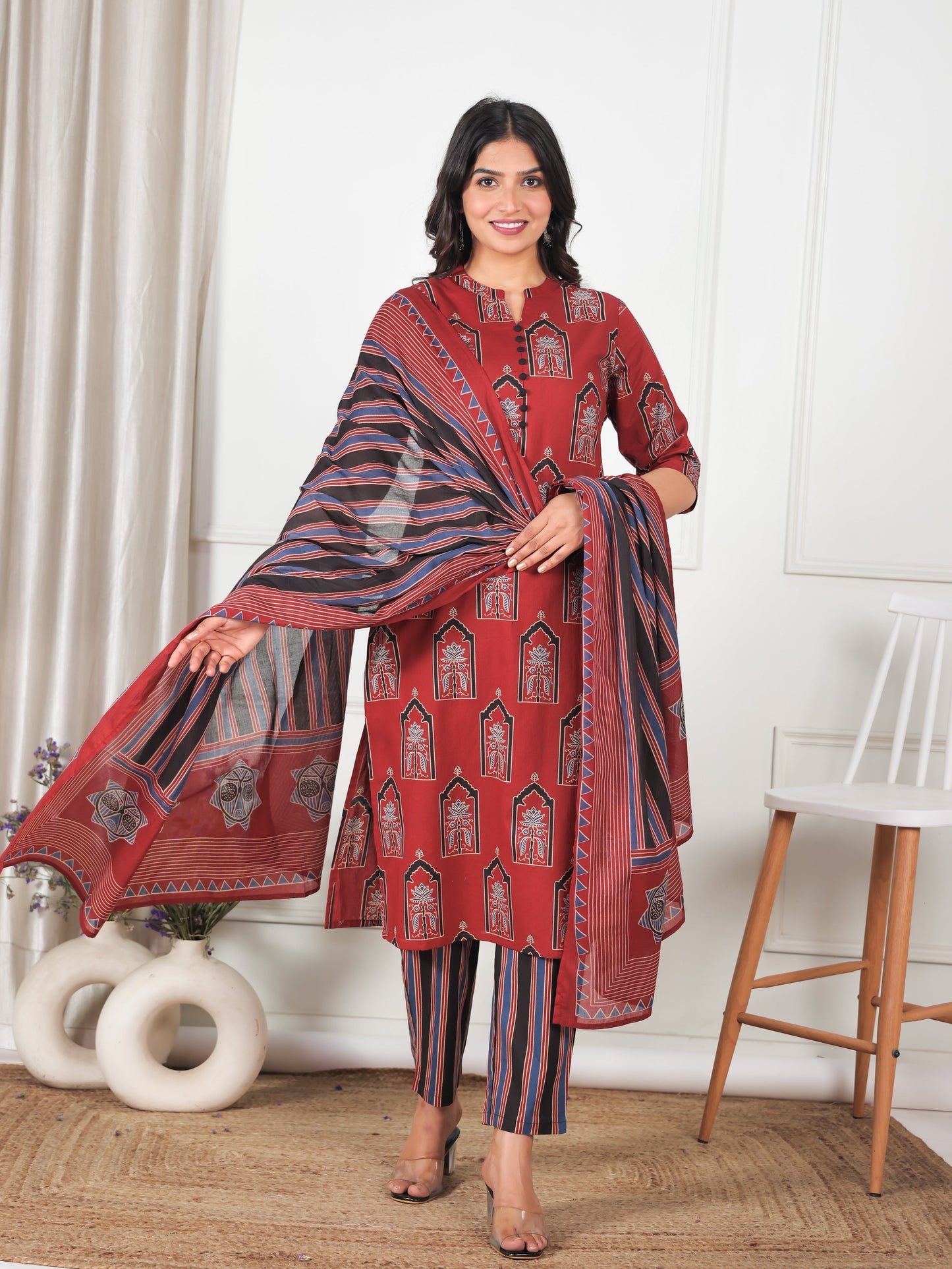 Cotton Voile Striped Black Dupatta