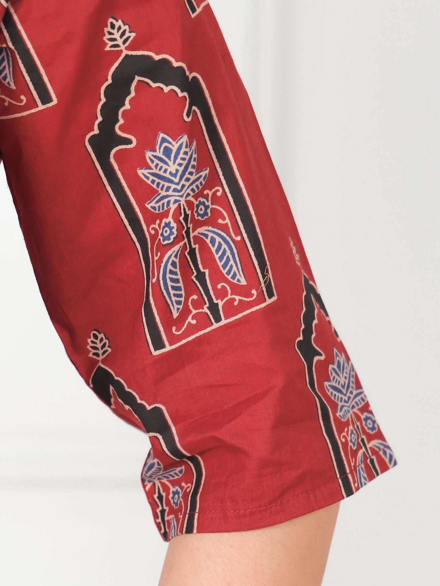 Soft Cotton Ajrakh Red Kurta