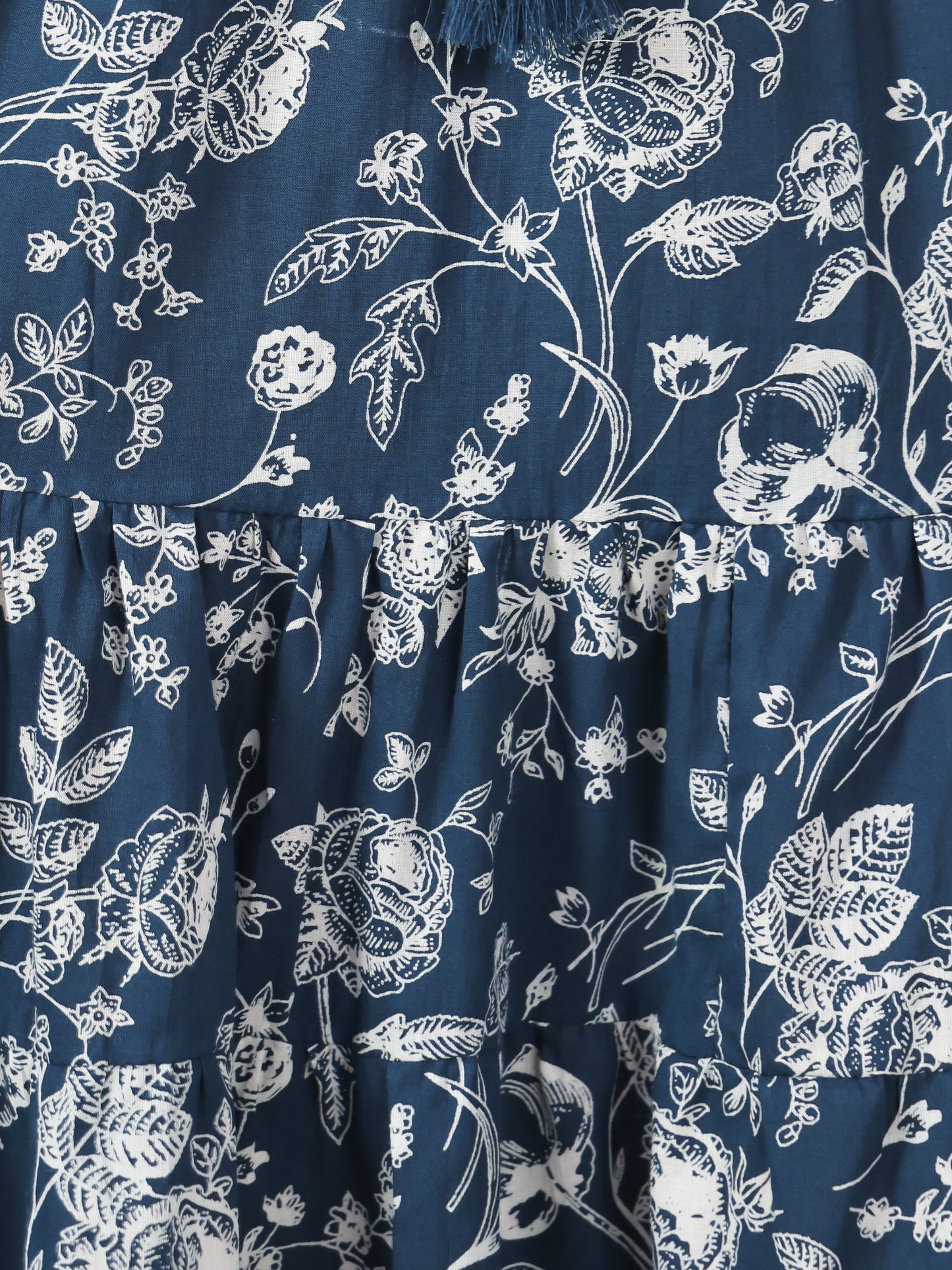 Soft Cotton Floral Anarkali Blue Dress