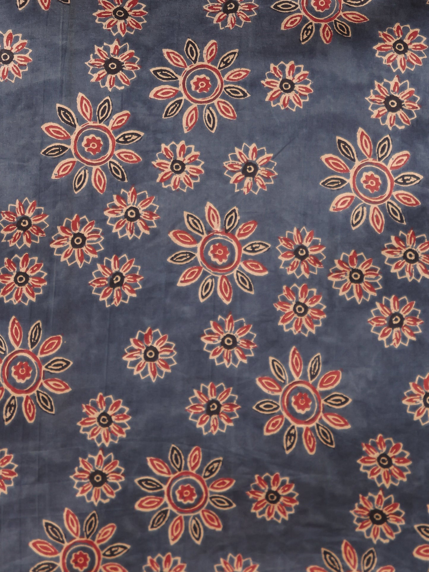 Embroidered Soft Cotton Floral Gathered Blue Dress