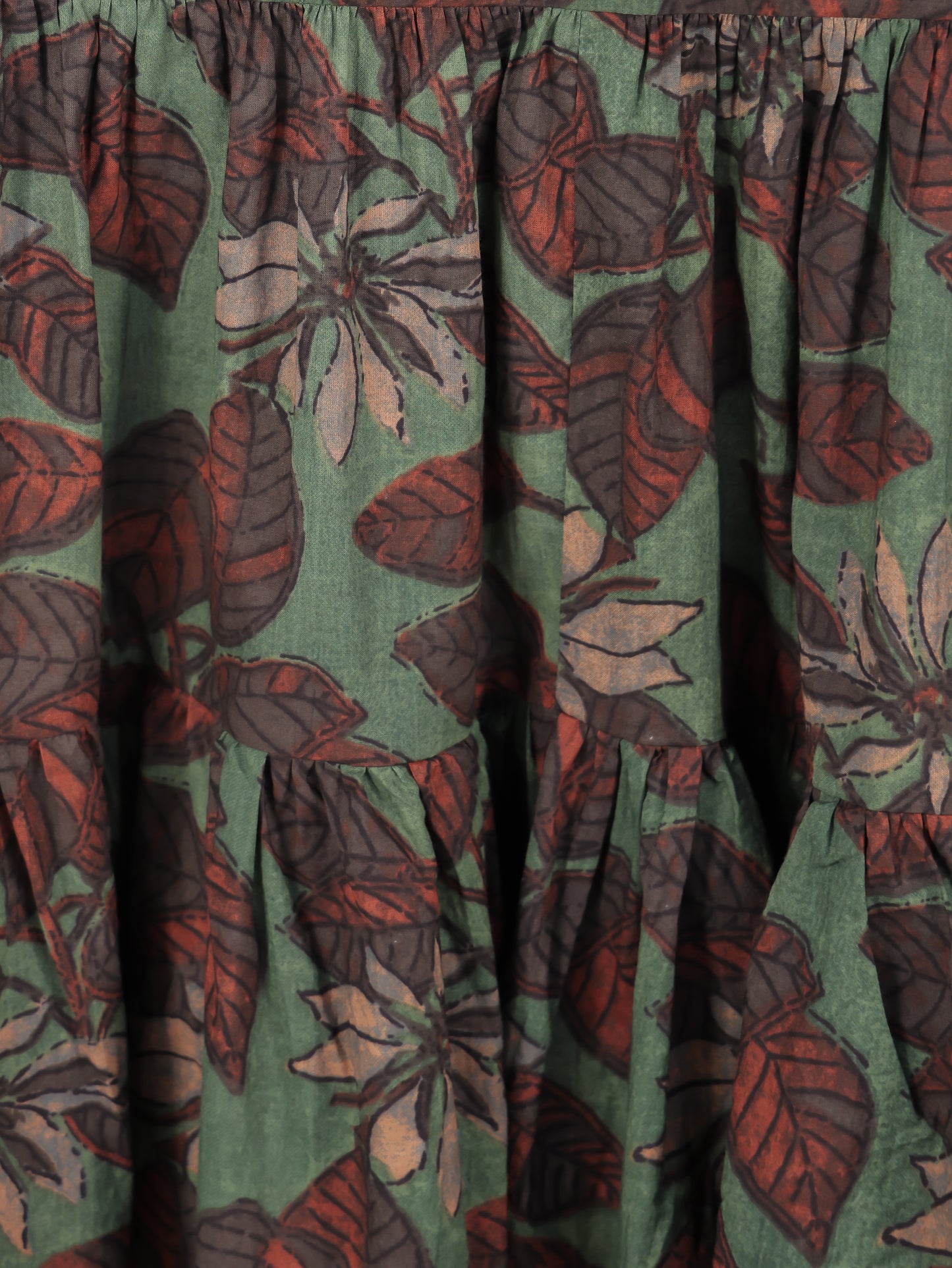 Embroidered Soft Cotton Floral A-line Green Dress