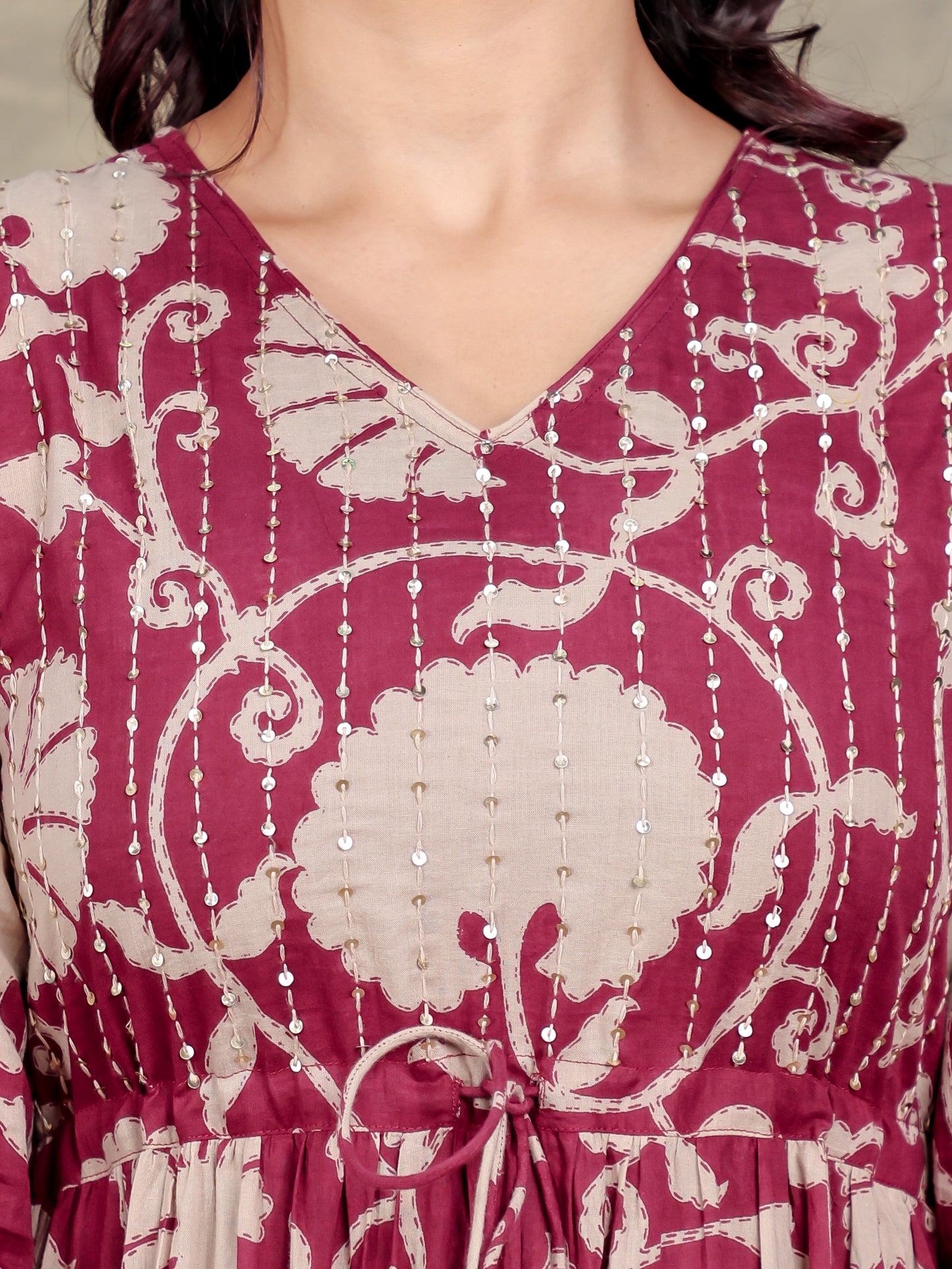 Embroidered Soft Cotton Floral A-line Pink Dress