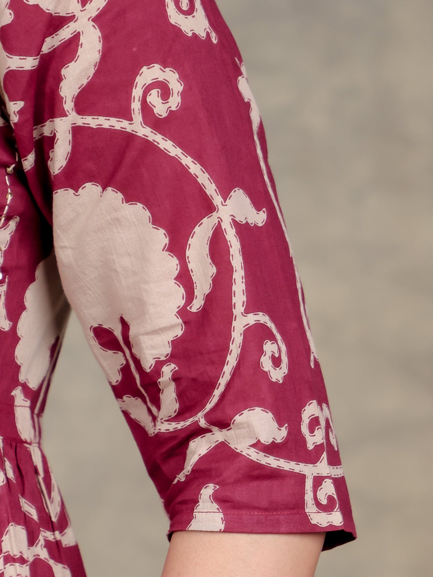 Embroidered Soft Cotton Floral A-line Pink Dress