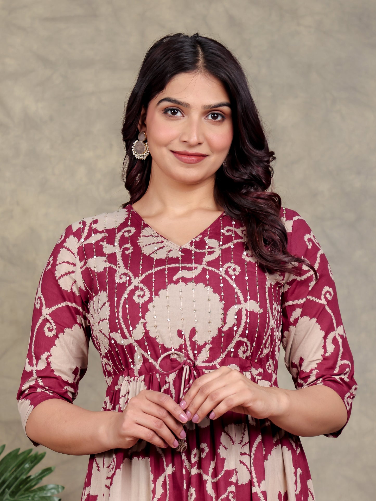 Embroidered Soft Cotton Floral A-line Pink Dress