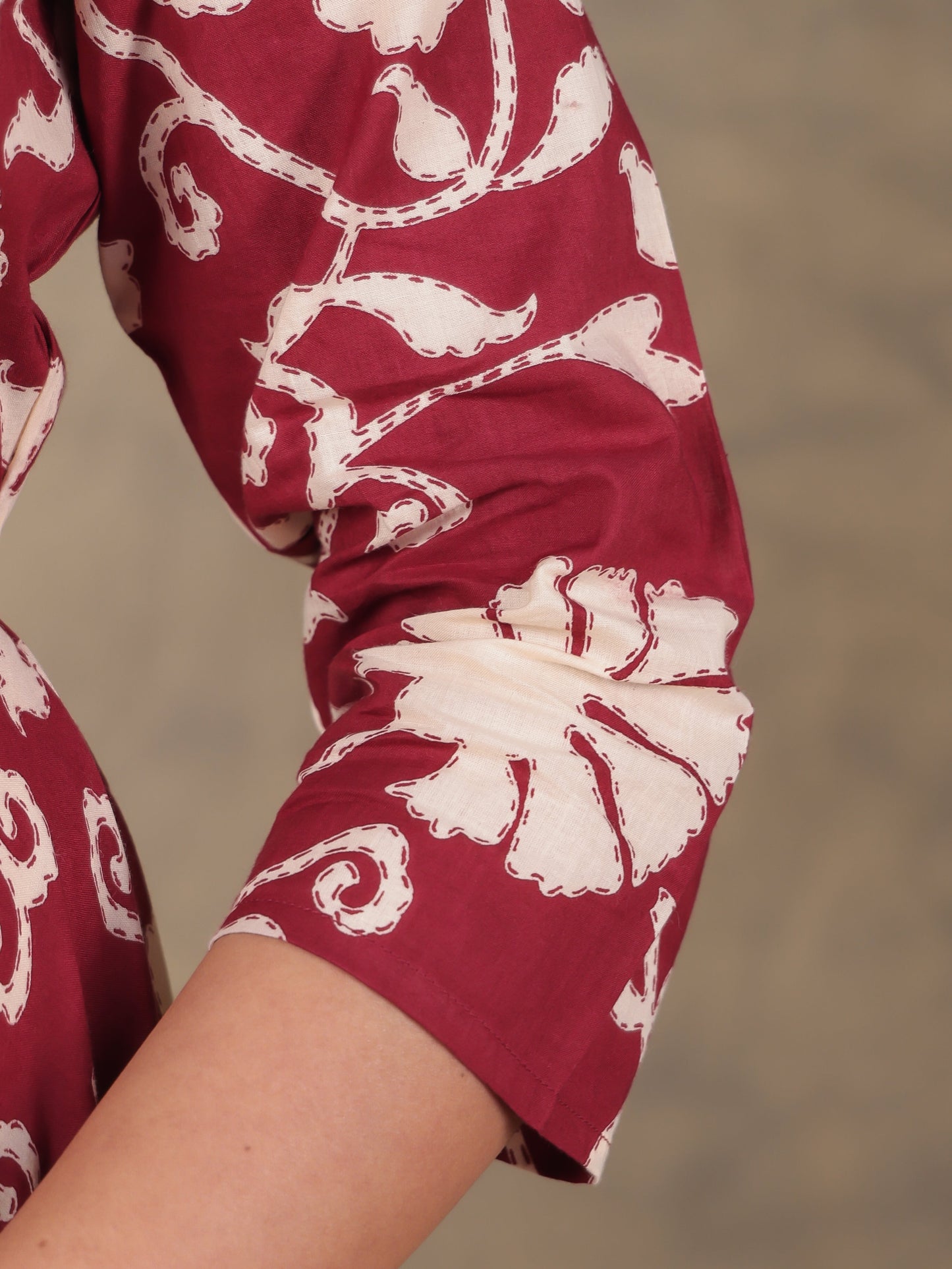 Soft Cotton Floral Flared Rust Dress