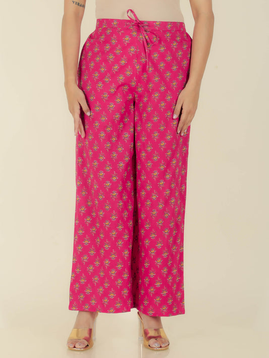 Soft Cotton Block Pink Palazzo