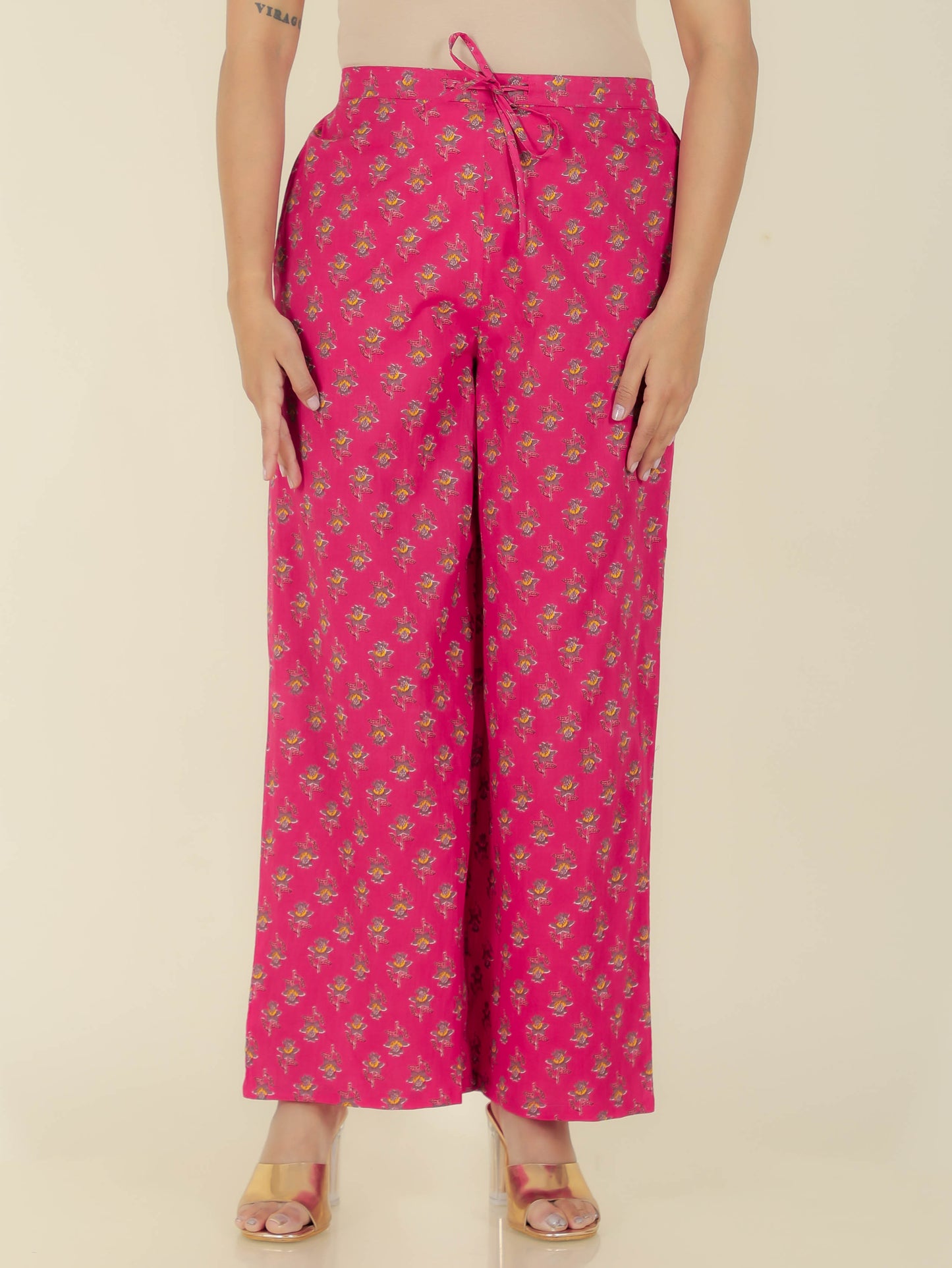 Embroidered Soft Cotton Floral Anarkali Pink Kurta